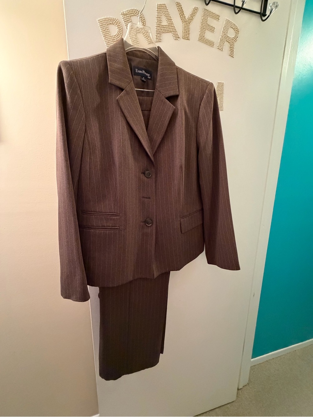 Evan Picone Brown Pinstripe Women's Two-Piece Suit